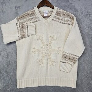 Vintage Susan Bristol Snowflake Winter Christmas Sweater Textured Knit Large